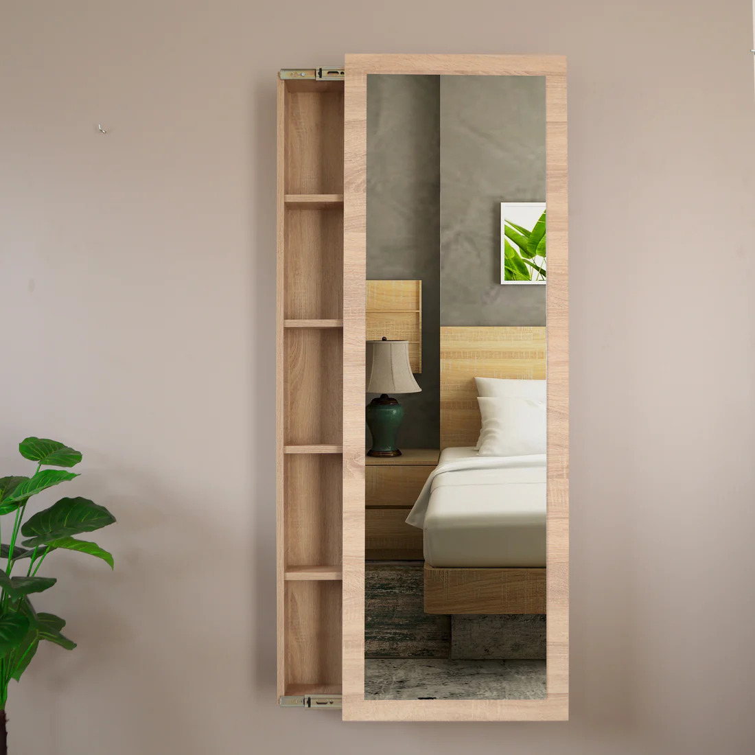 Miroir coulissant avec rangement